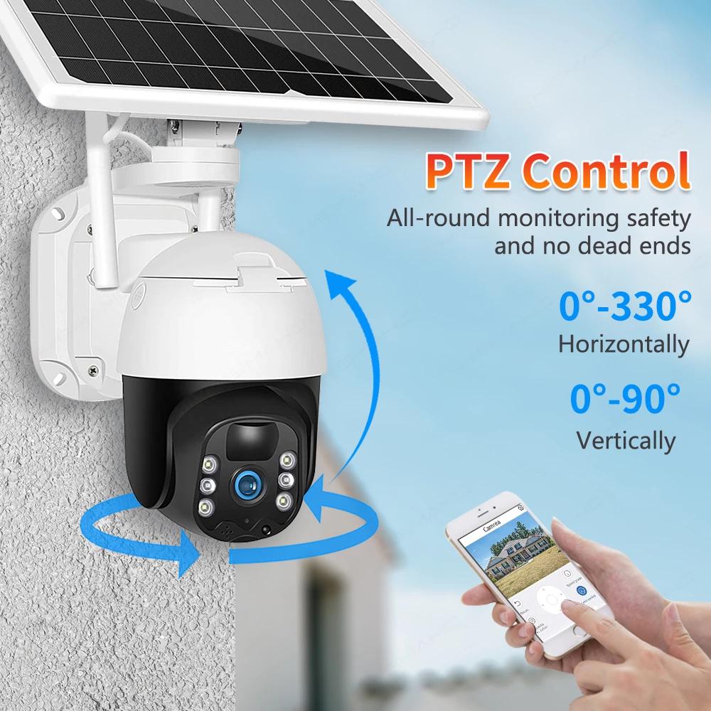 Camhi Video Surveillance Outdoor Battery Solar Power 4G Sim Card PTZ Security CCTV Camera